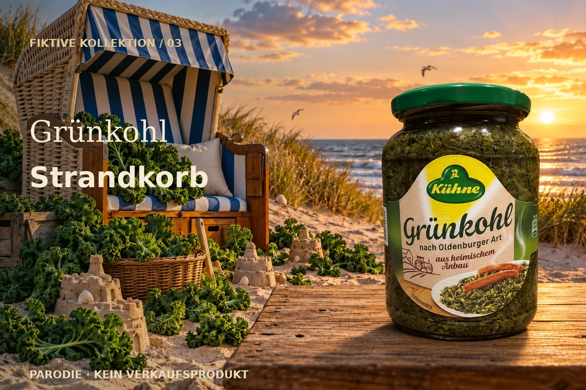 Erfundene Parodie: Grünkohl Strandkorb